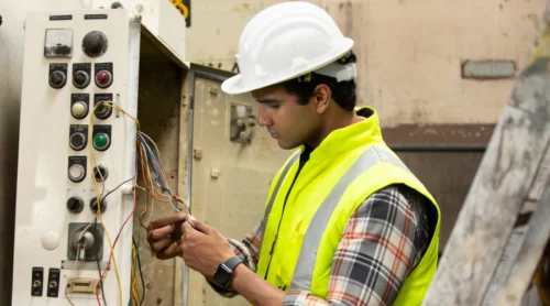 technician during electrical safety inspection