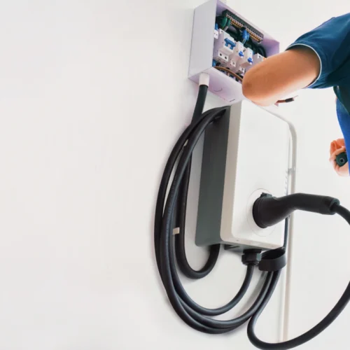 electrician installing home ev charger